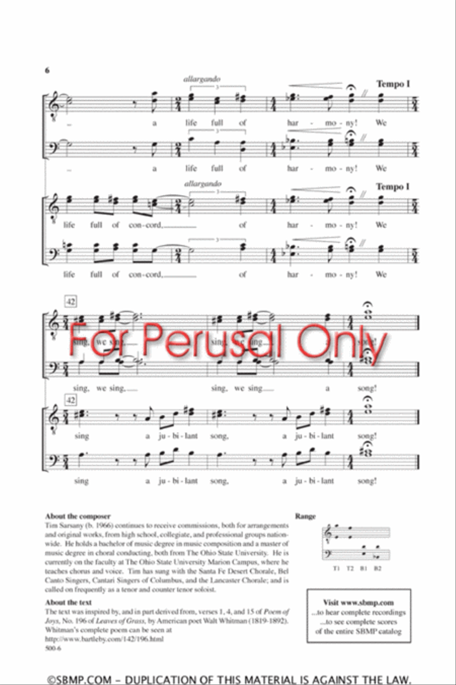 Listen to a Jubilant Song - TTBB Octavo TTBB scores gallery preview page 6