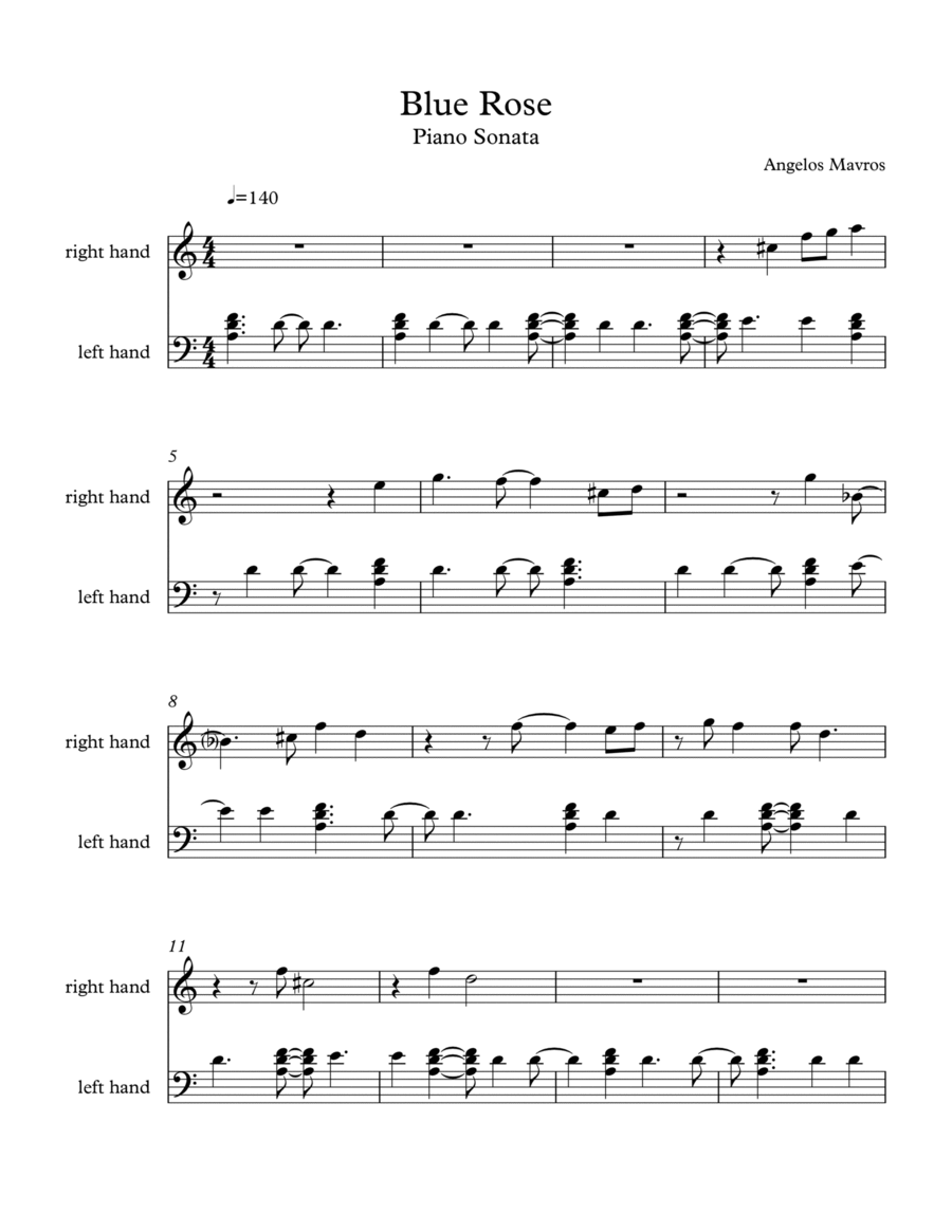 Blue Rose Piano Solo scores gallery preview page 1
