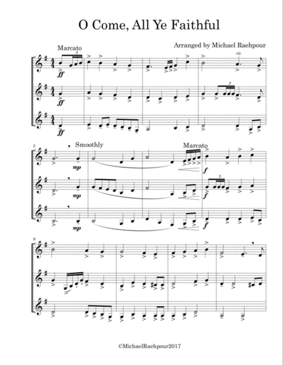 O Come All Ye Faithful - Trumpet Trio Trumpet Trio scores gallery preview page 1