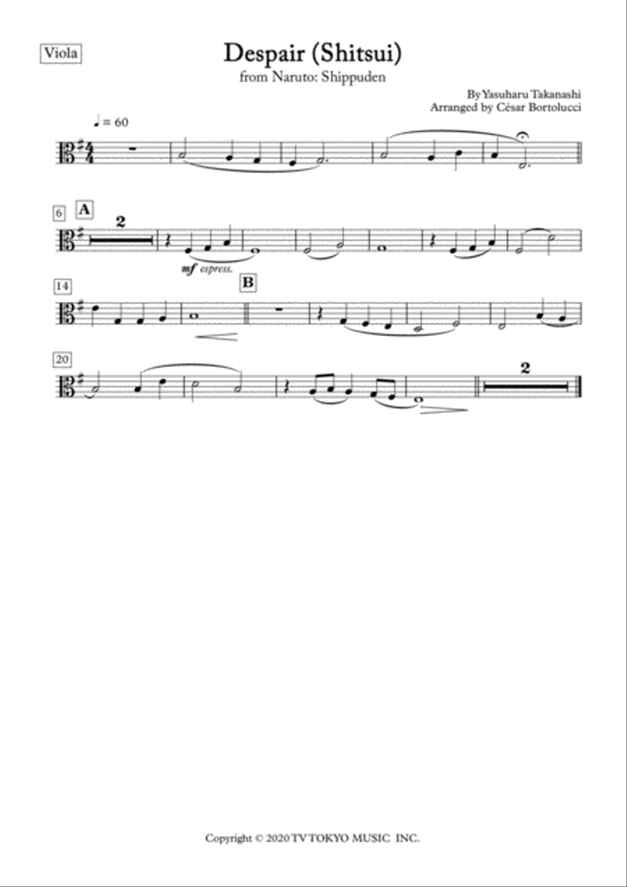 Despair (shitsui) Viola scores gallery preview page 2