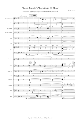 Bossa Bravado; Allegretto in Bb Minor; for Jazz Ensemble , Cello’s & Group Vocals