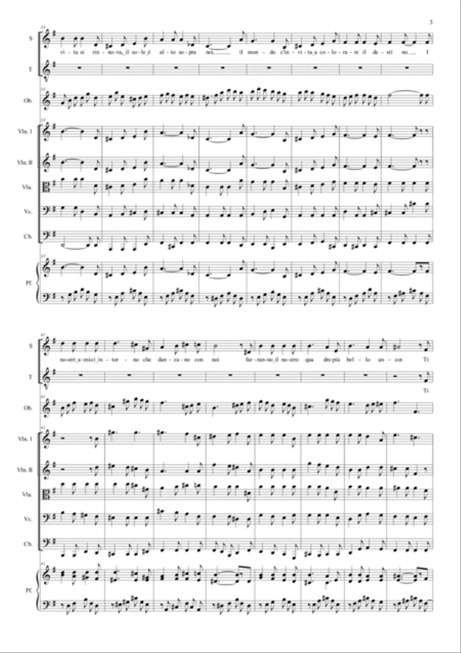 CANZONE D'AMORE - For Soprano, Tenor, Oboe, String Quintet and Piano Chamber Orchestra scores gallery preview page 3