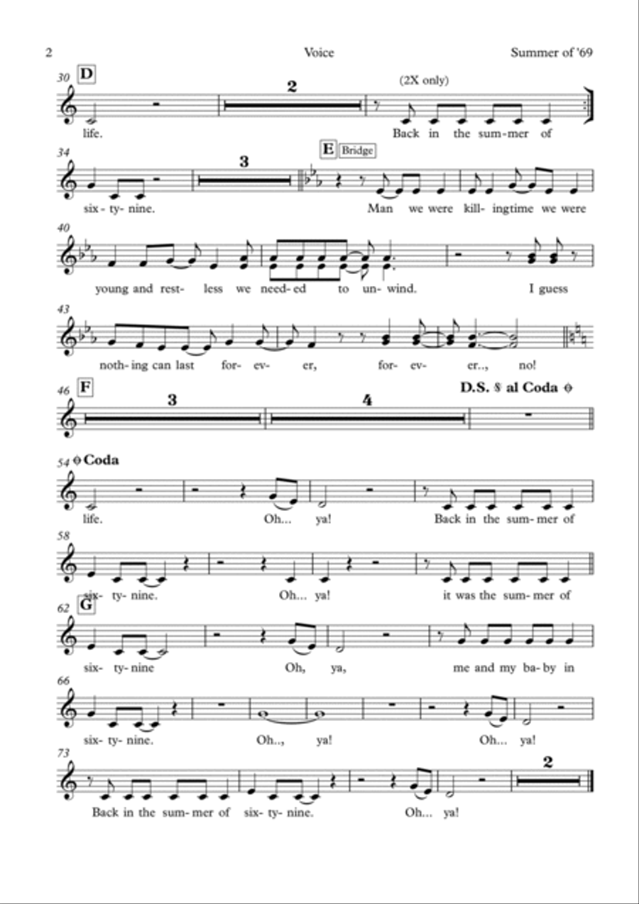 Summer Of '69 Tenor Saxophone scores gallery preview page 3