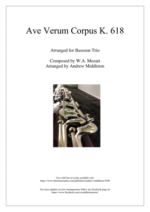 Book cover for Ave Verum Corpus K. 618 arranged for Bassoon Trio
