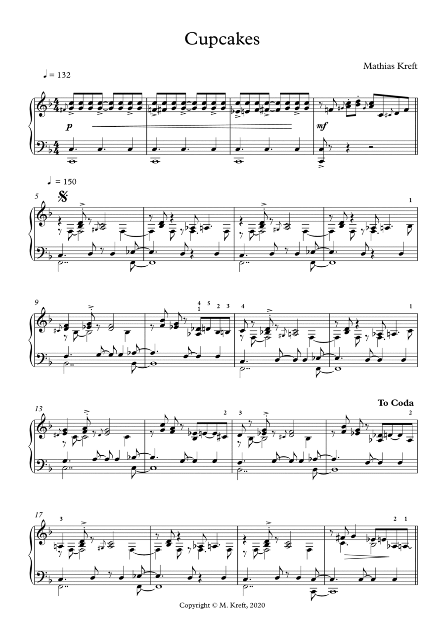 Cupcakes Piano Solo scores gallery preview page 1