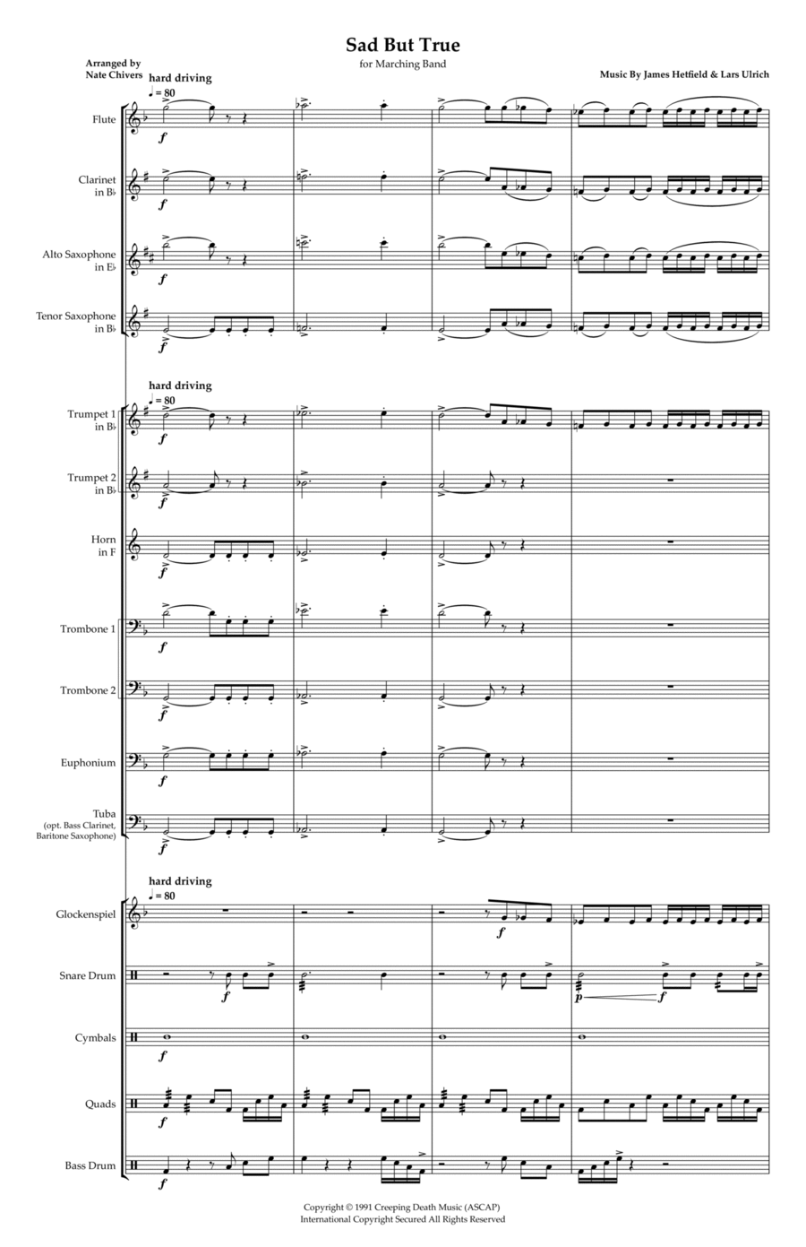 Sad But True Marching Band scores gallery preview page 1