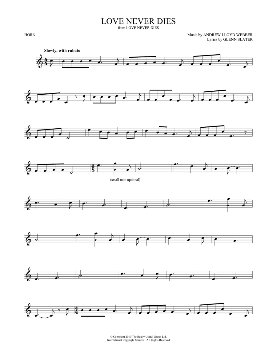 Love Never Dies Love Never Dies Horn Solo scores gallery preview page 1