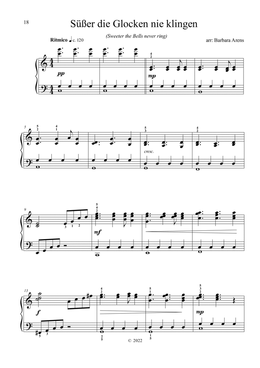 Süßer die Glocken nie Klingen (Sweeter the bells never ring) for Intermediate Piano image number null