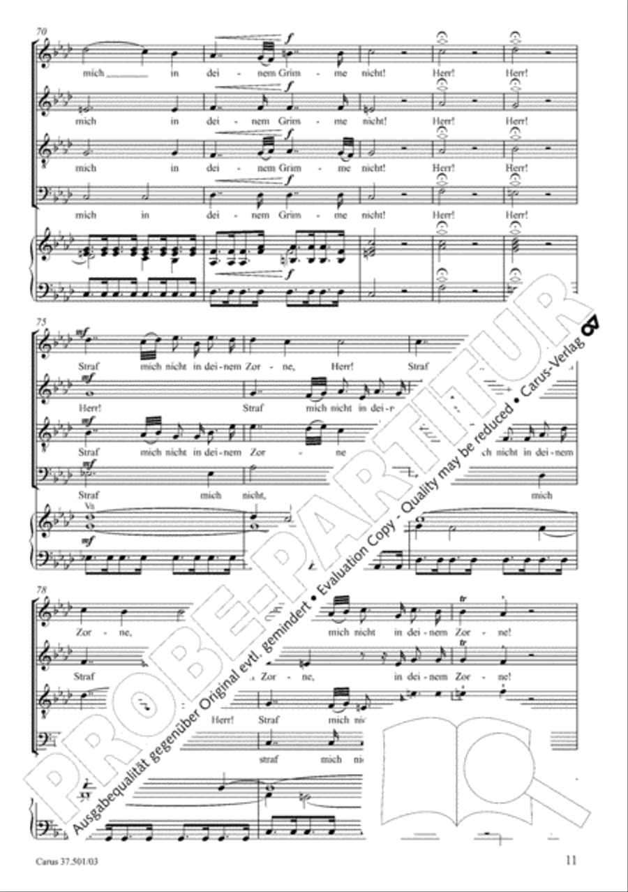 The Sixth Psalm of David (Der Sechste Psalm Davids) 4-Part scores gallery preview page 12