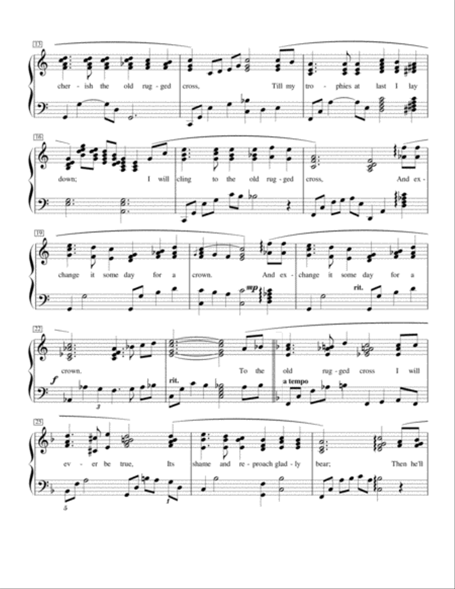 The Old Rugged Cross-Jazzy Piano Method scores gallery preview page 3