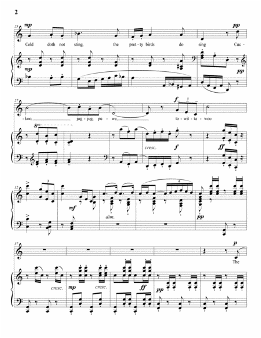 GURNEY: Spring (transposed to C major) Voice scores gallery preview page 3