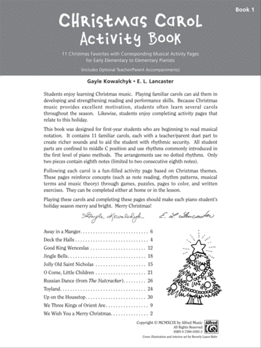 Christmas Carol Activity Book, Book 1 Easy Piano scores gallery preview page 2