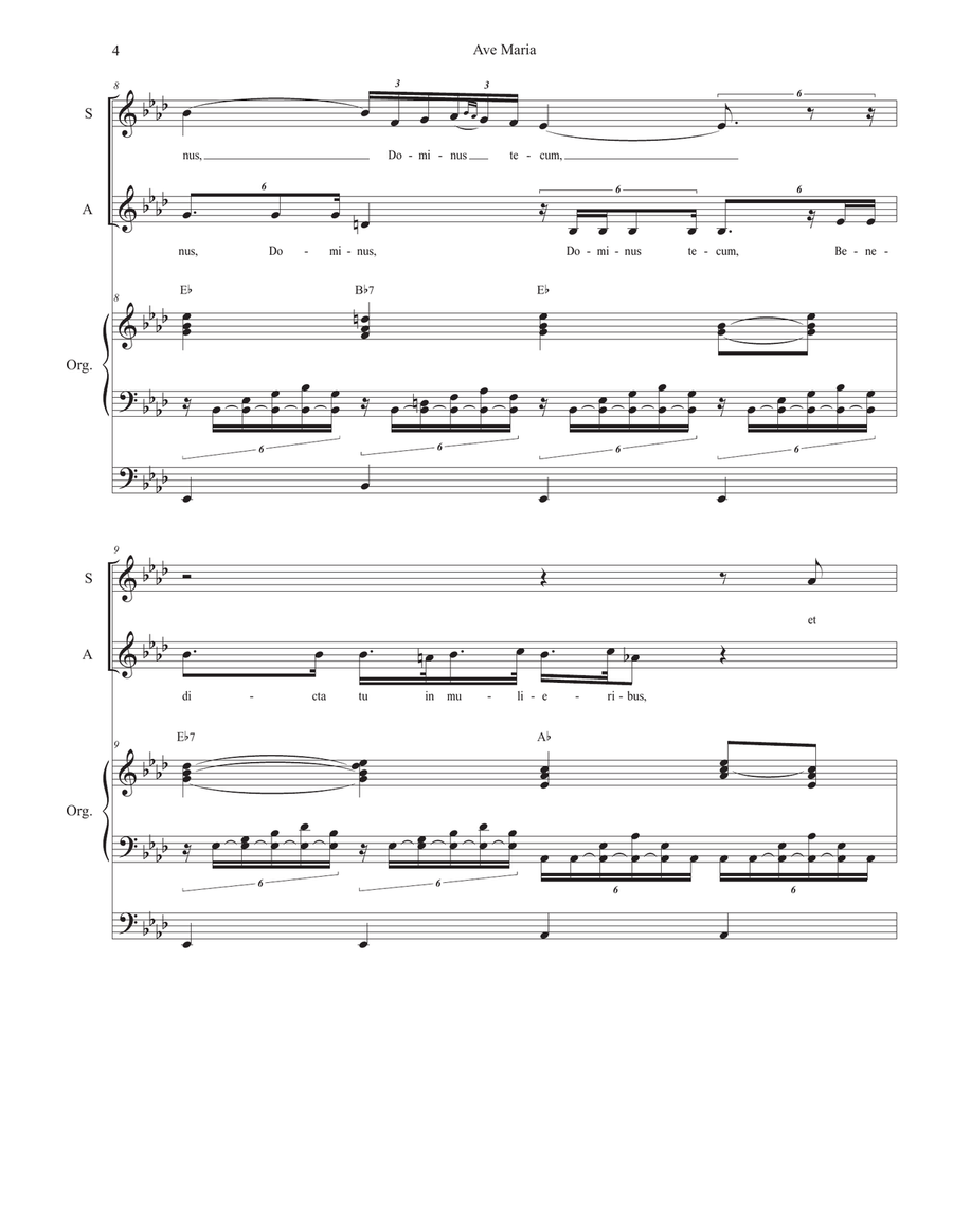 Ave Maria (Duet for Soprano & Alto Solo - Medium Key - Organ Accompaniment) Alto Voice scores gallery preview page 5
