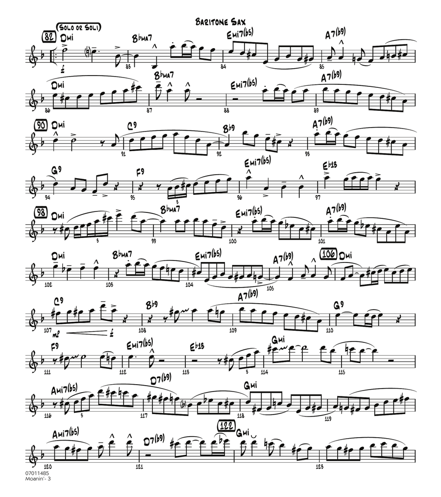 Moanin' - Baritone Sax Jazz Ensemble scores gallery preview page 3
