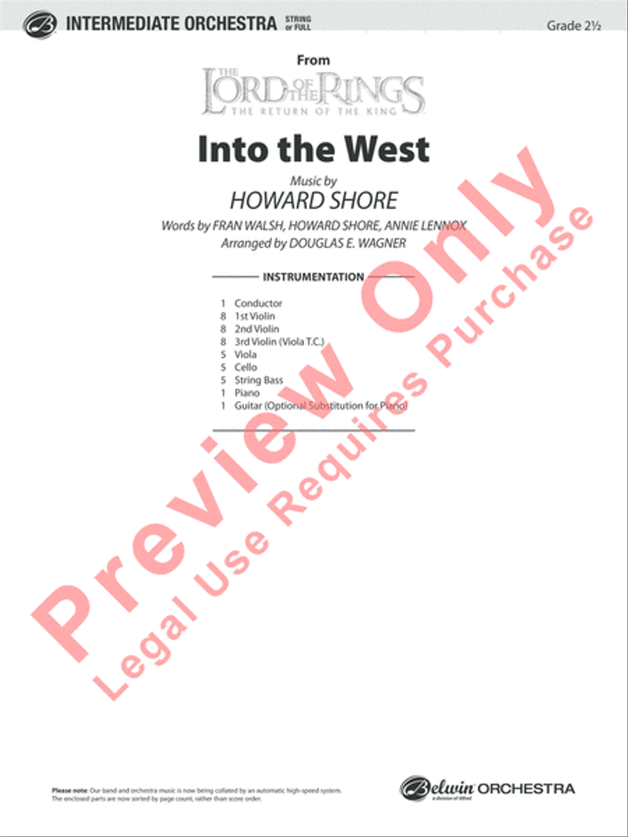 Into the West (from The Lord of the Rings: The Return of the King) String Orchestra scores gallery preview page 2