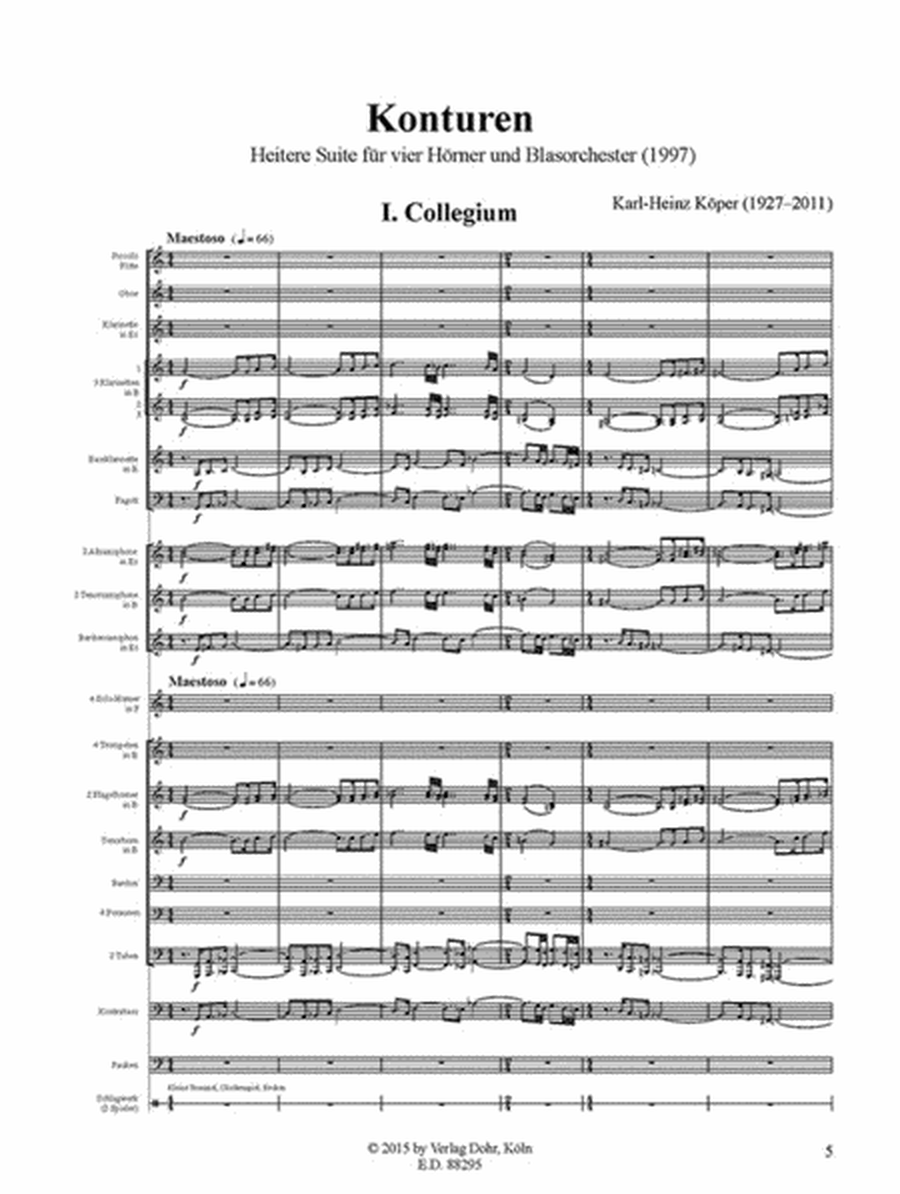 Konturen (1997) -Heitere Suite für vier Hörner und Blasorchester-