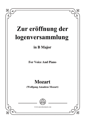 Mozart-Zur eröffnung der logenversammlung,in B Major,for Voice and Piano