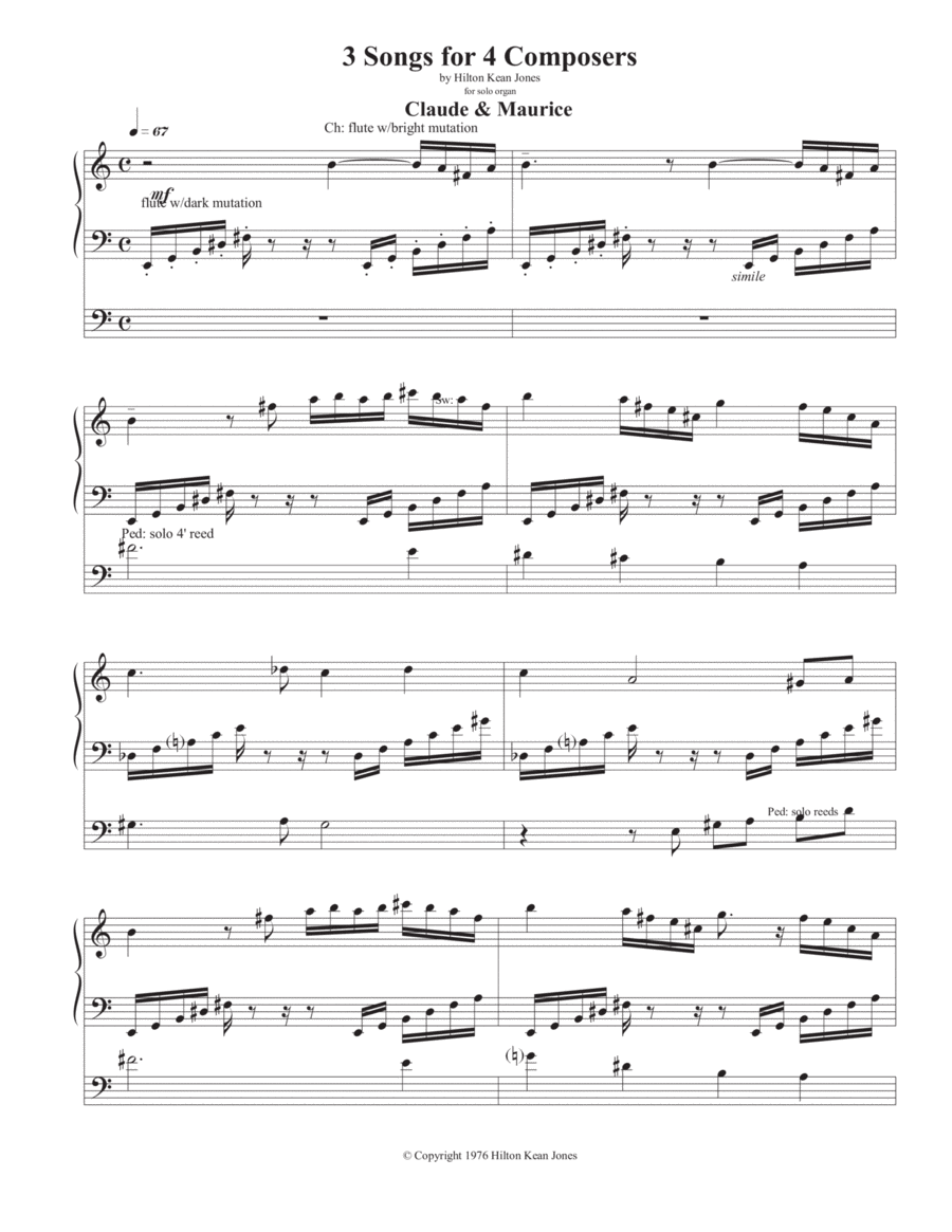3 Songs for 4 Composers - Claude & Maurice Organ Solo scores gallery preview page 1