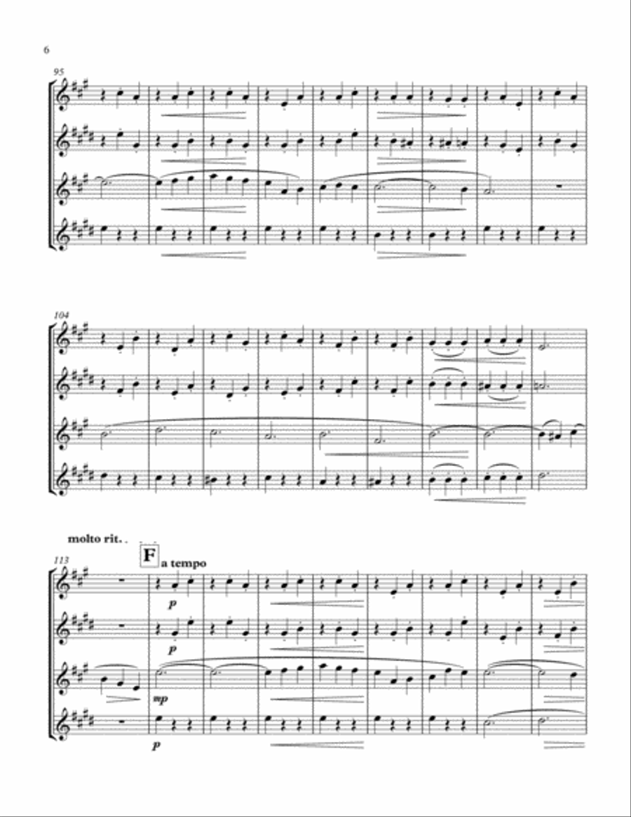Verdi: Prestissimo from String Quartet in e for Saxophone Quartet Woodwind Quartet scores gallery preview page 6