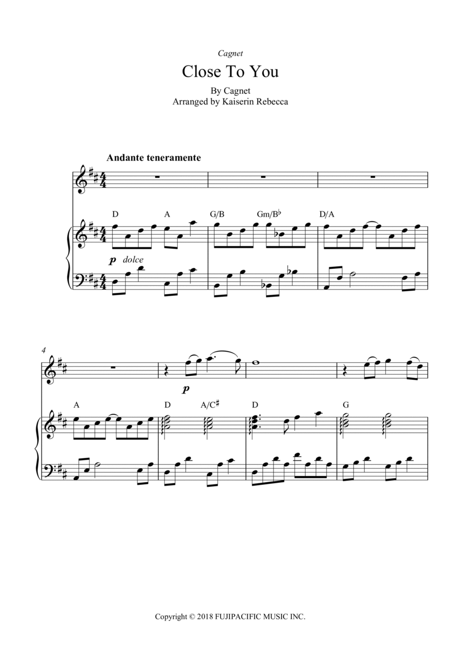 Close To You Close To You Violin Solo scores gallery preview page 1