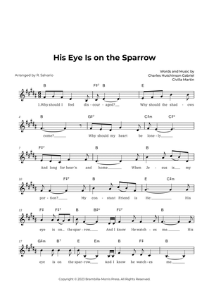 Book cover for His Eye Is on the Sparrow (Key of B Major)