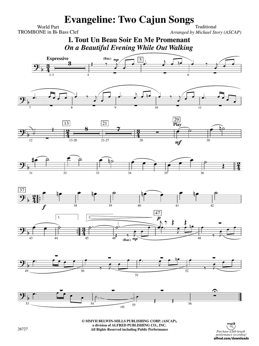 Evangeline: (World Part) 1st B-flat Trombone B.C.