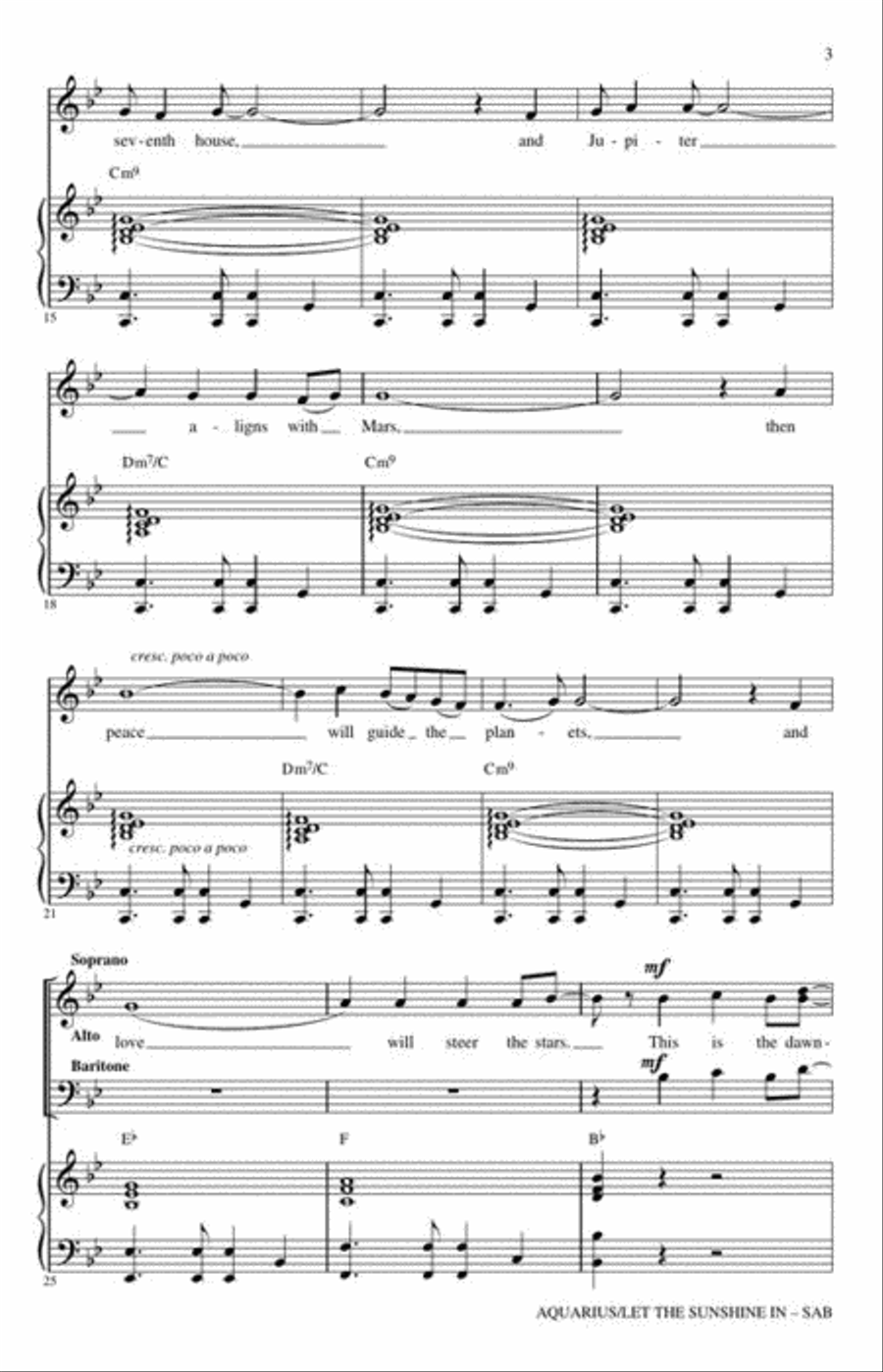 Aquarius/Let the Sunshine In 3-Part scores gallery preview page 4