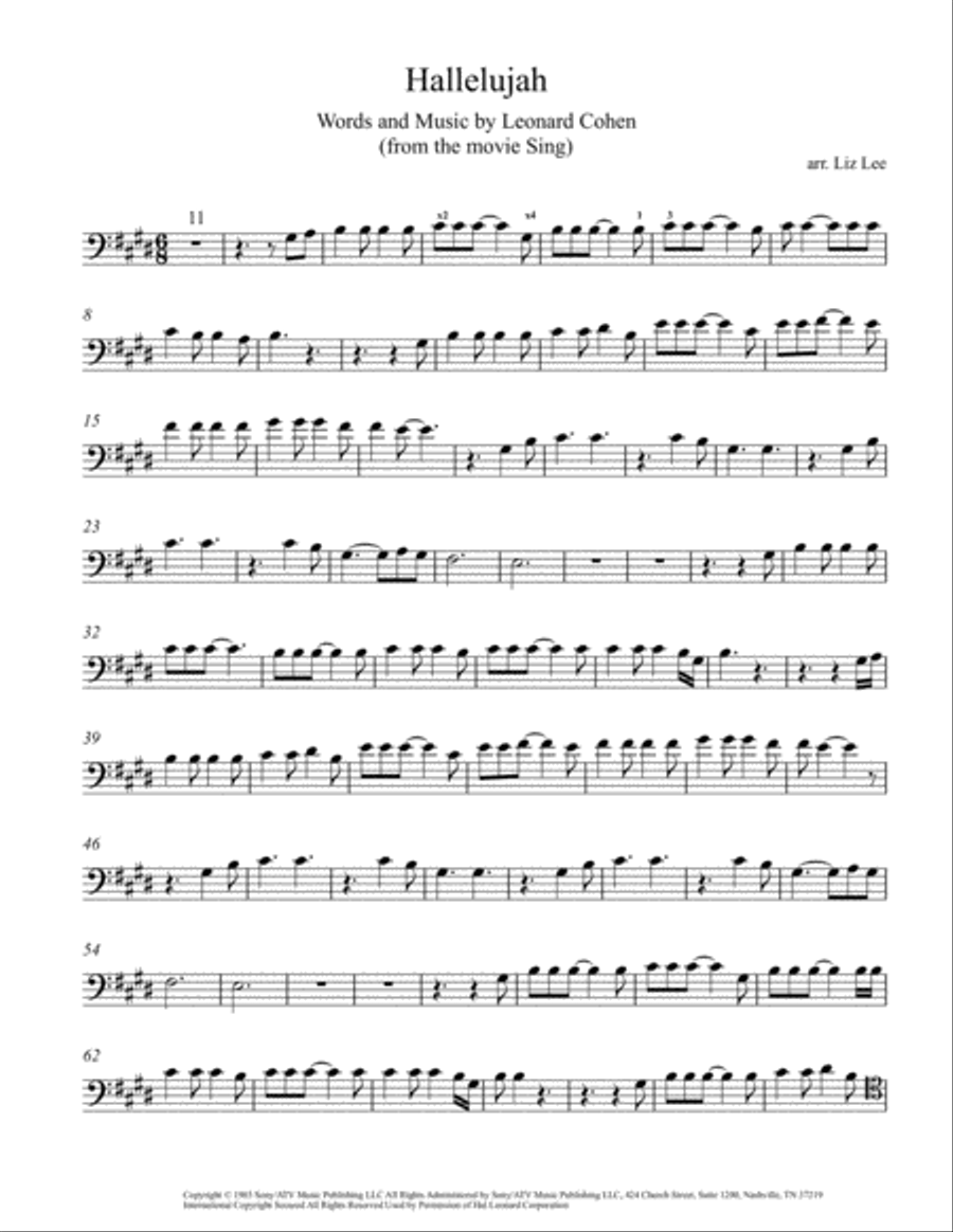 Hallelujah Cello Solo scores gallery preview page 2