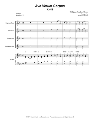 Ave Verum Corpus (Saxophone Quartet - Piano accompaniment)