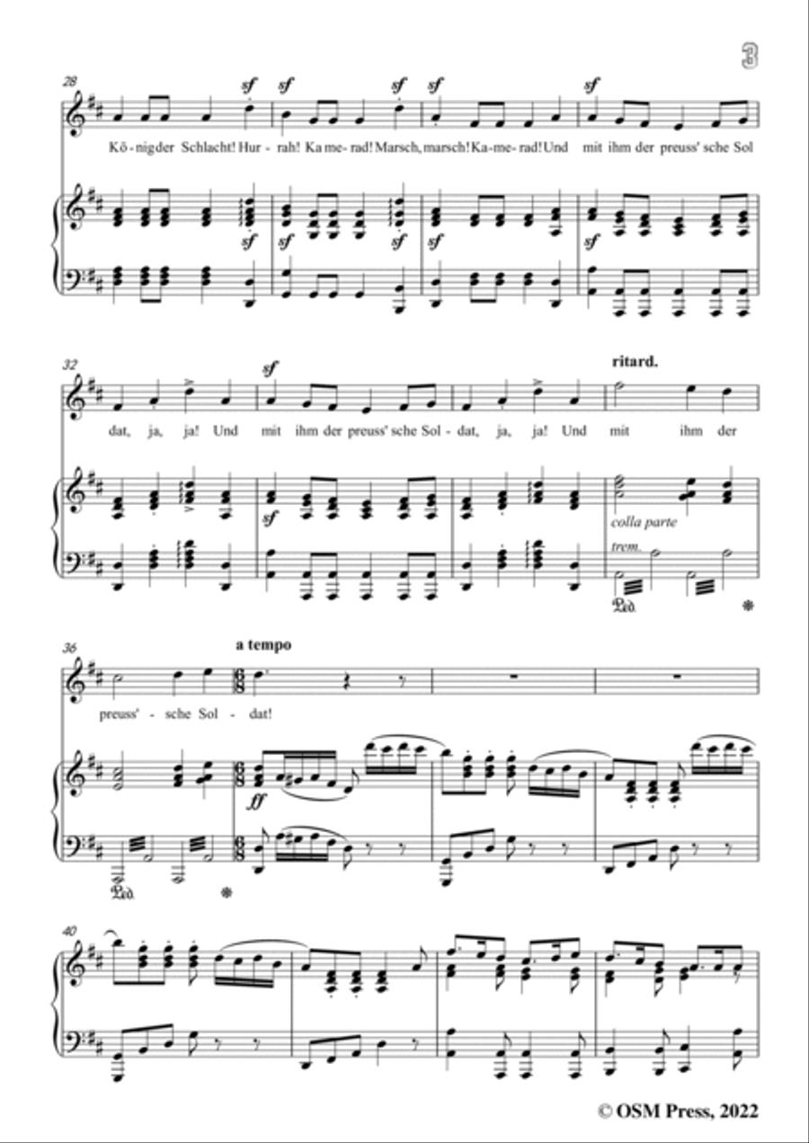 Loewe-Preussisches Hurrahlied,in D Major,for Voice and Piano Voice Solo scores gallery preview page 5