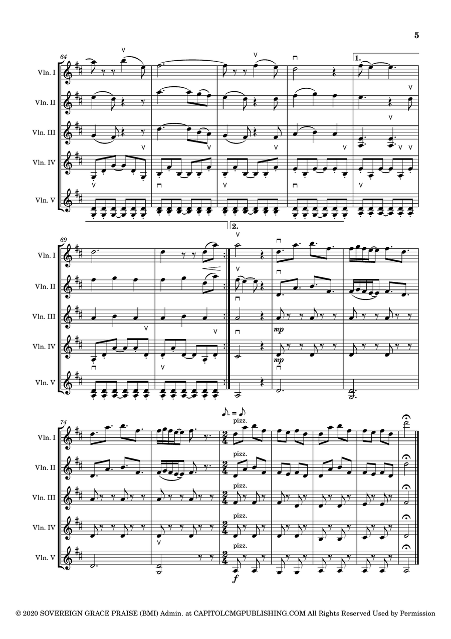 O Come All You Unfaithful String Quintet scores gallery preview page 5
