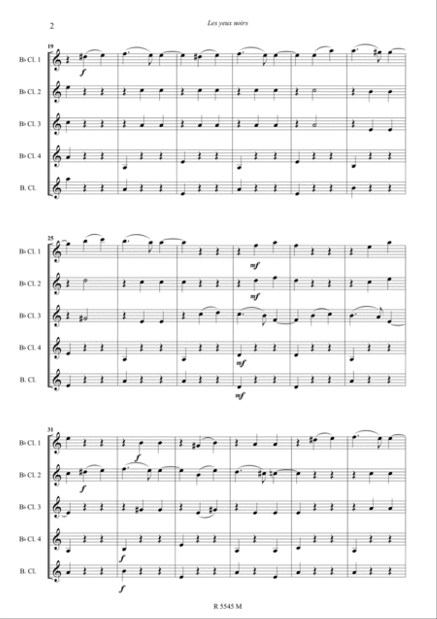 Les Yeux noirs, pour clarinette Clarinet scores gallery preview page 3