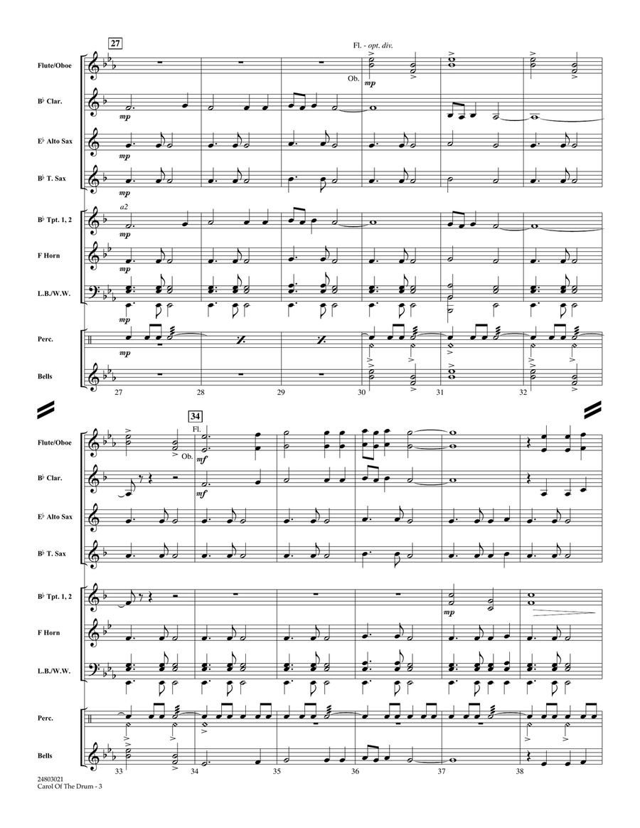 Carol of the Drum - Full Score Concert Band scores gallery preview page 3