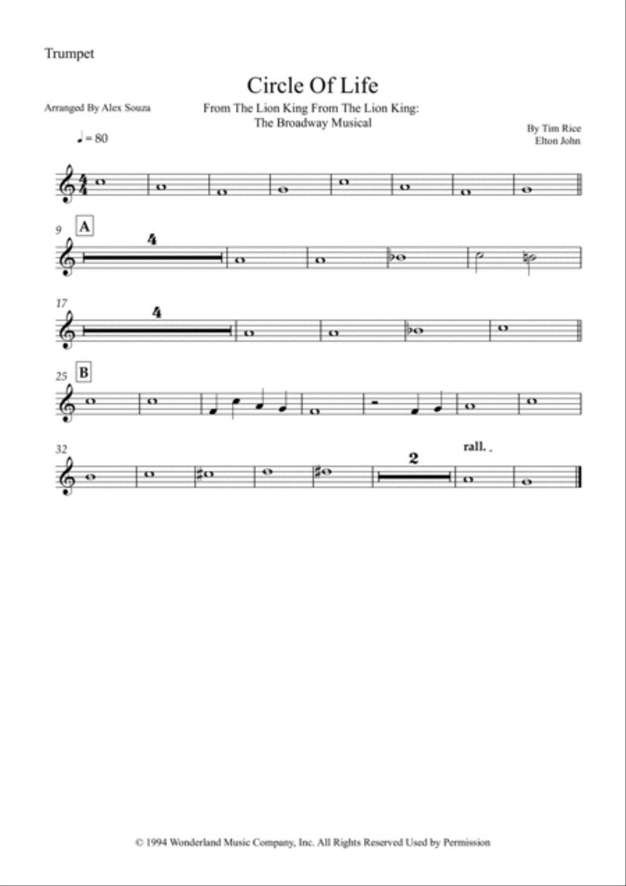 Circle Of Life Circle Of Life Alto Saxophone scores gallery preview page 2