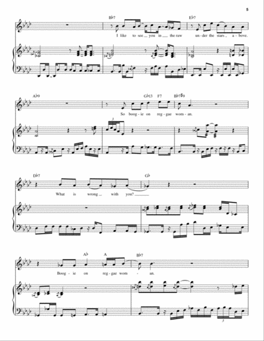 Boogie On Reggae Woman Piano scores gallery preview page 5