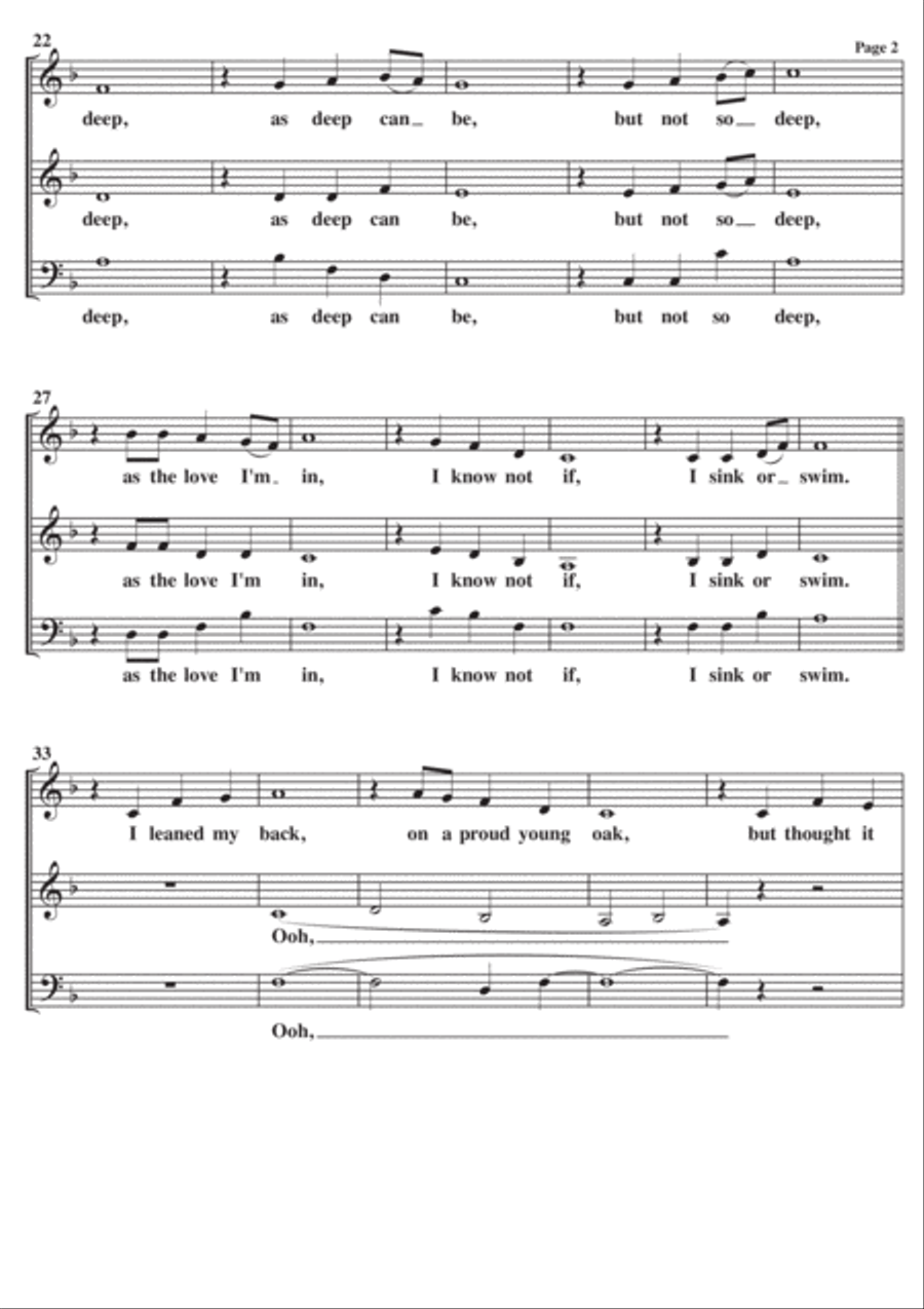 The Water Is Wide A Cappella SAB 3-Part scores gallery preview page 2