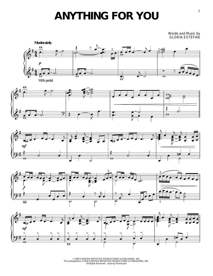 Anything For You Piano Solo scores gallery preview page 1