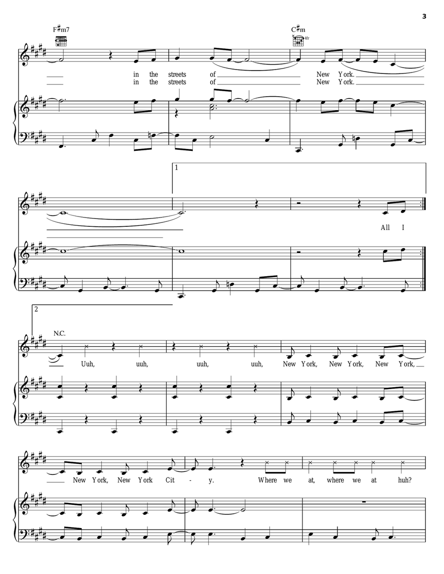 Streets Of New York (City Life) Piano, Vocal, Guitar scores gallery preview page 3