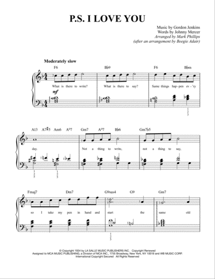 P.s. I Love You Easy Piano scores gallery preview page 1