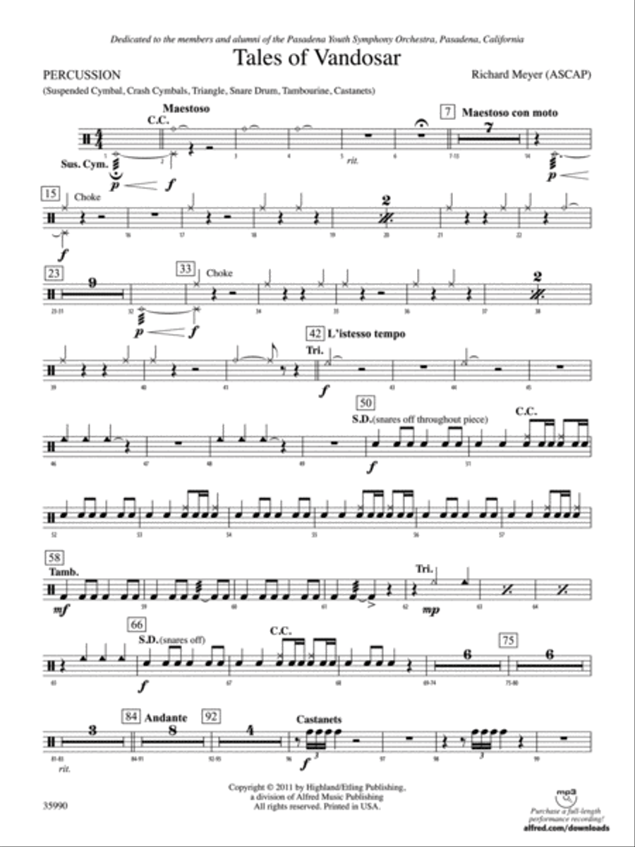 Tales of Vandosar: 1st Percussion Full Orchestra scores gallery preview page 1