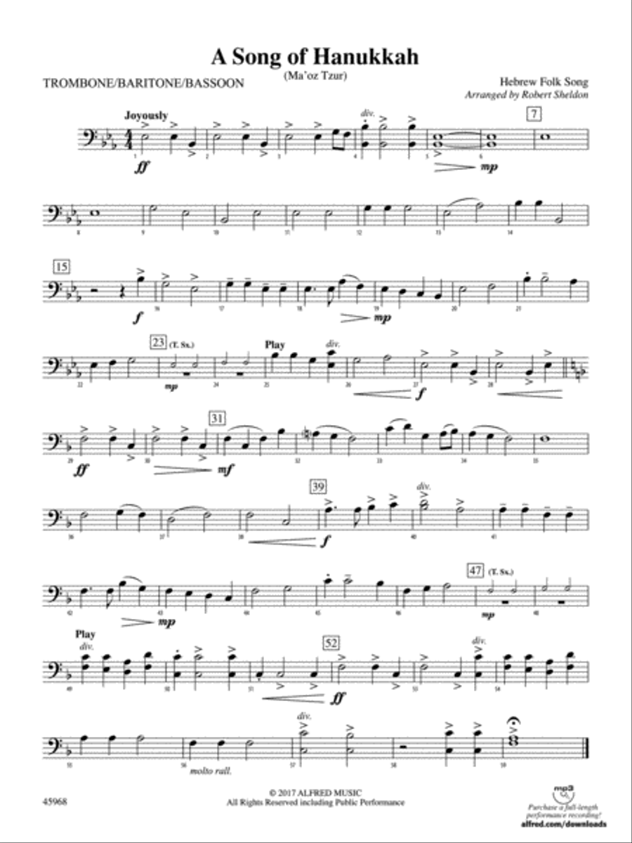 A Song of Hanukkah: 1st Trombone Concert Band scores gallery preview page 1