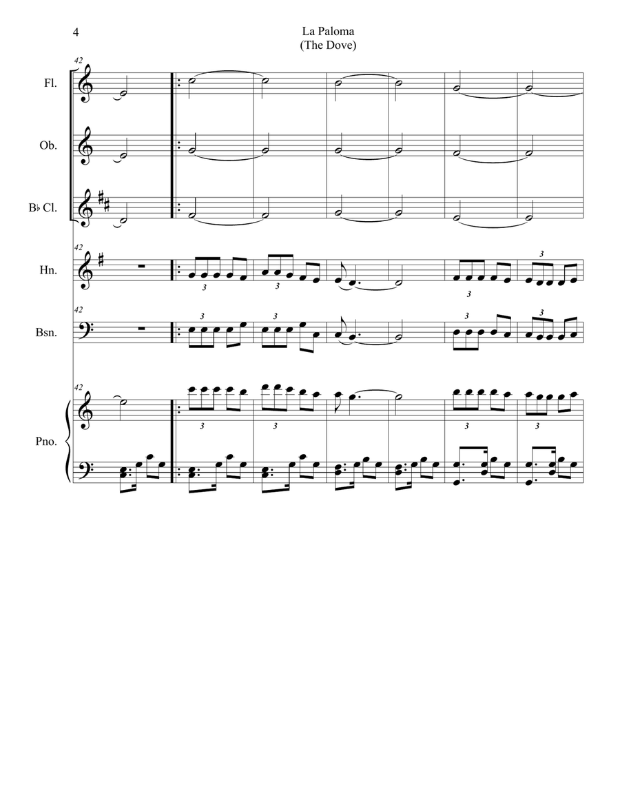 La Paloma (for Woodwind Quintet and Piano) La Paloma (for Woodwind Quintet and Piano) Woodwind Quintet scores gallery preview page 5