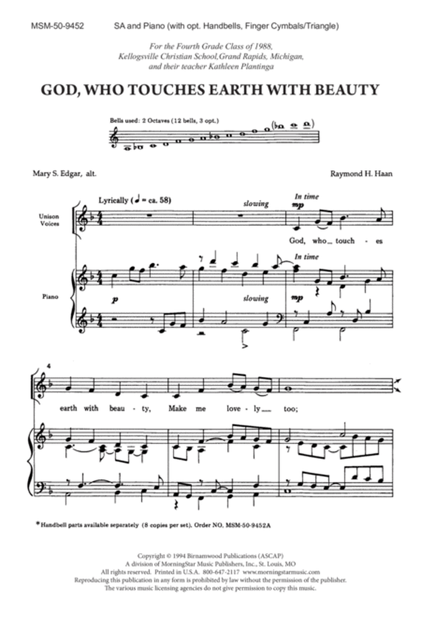 God, Who Touches Earth with Beauty (Downloadable Choral Score)