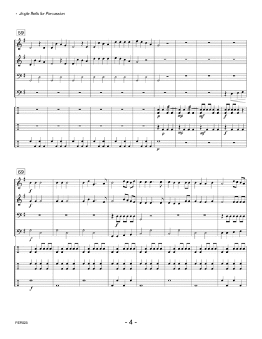 JINGLE BELLS FOR PERCUSSION - PERCUSSION ENSEMBLE Percussion Ensemble scores gallery preview page 4