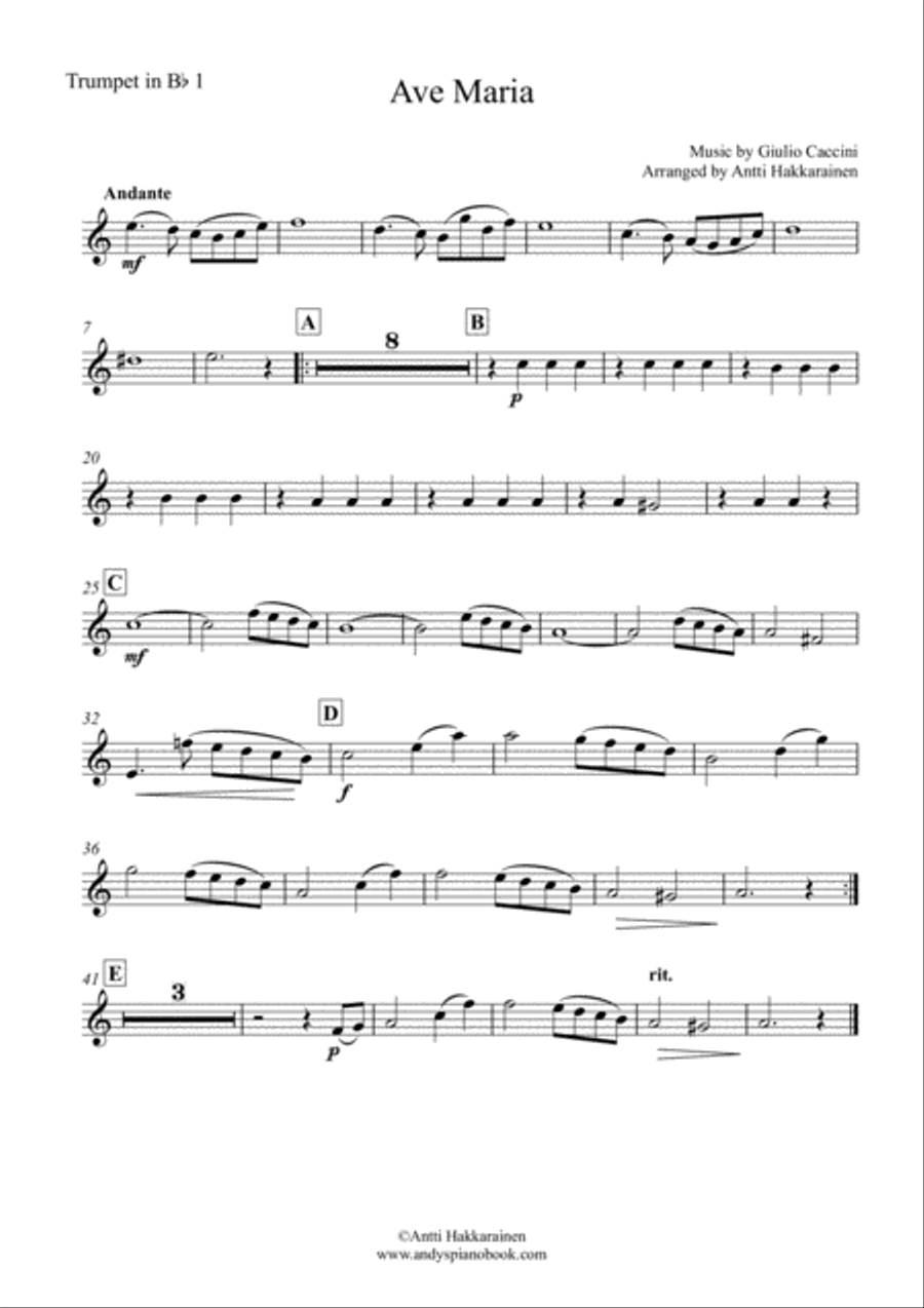 Ave Maria by G. Caccini - Brass Quintet Brass Quintet scores gallery preview page 5
