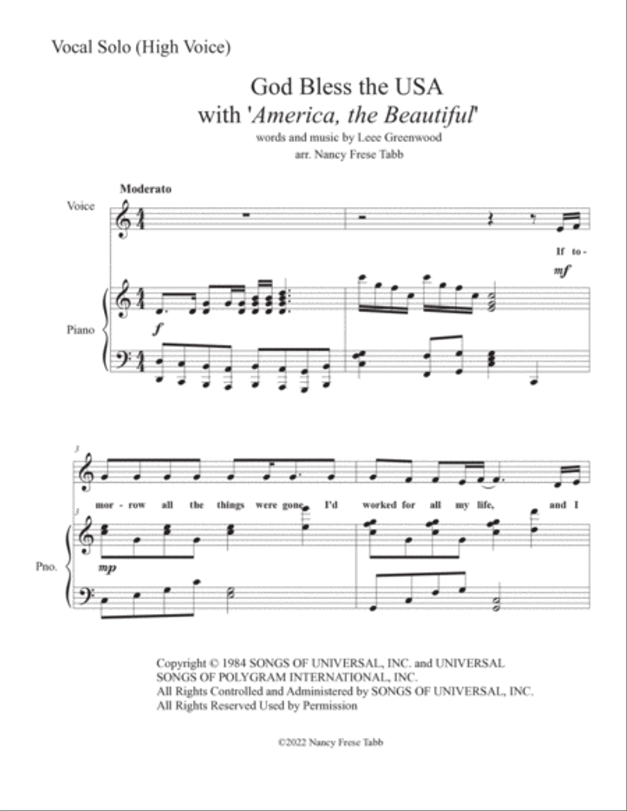 God Bless The U.s.a. God Bless The U.s.a. High Voice scores gallery preview page 2