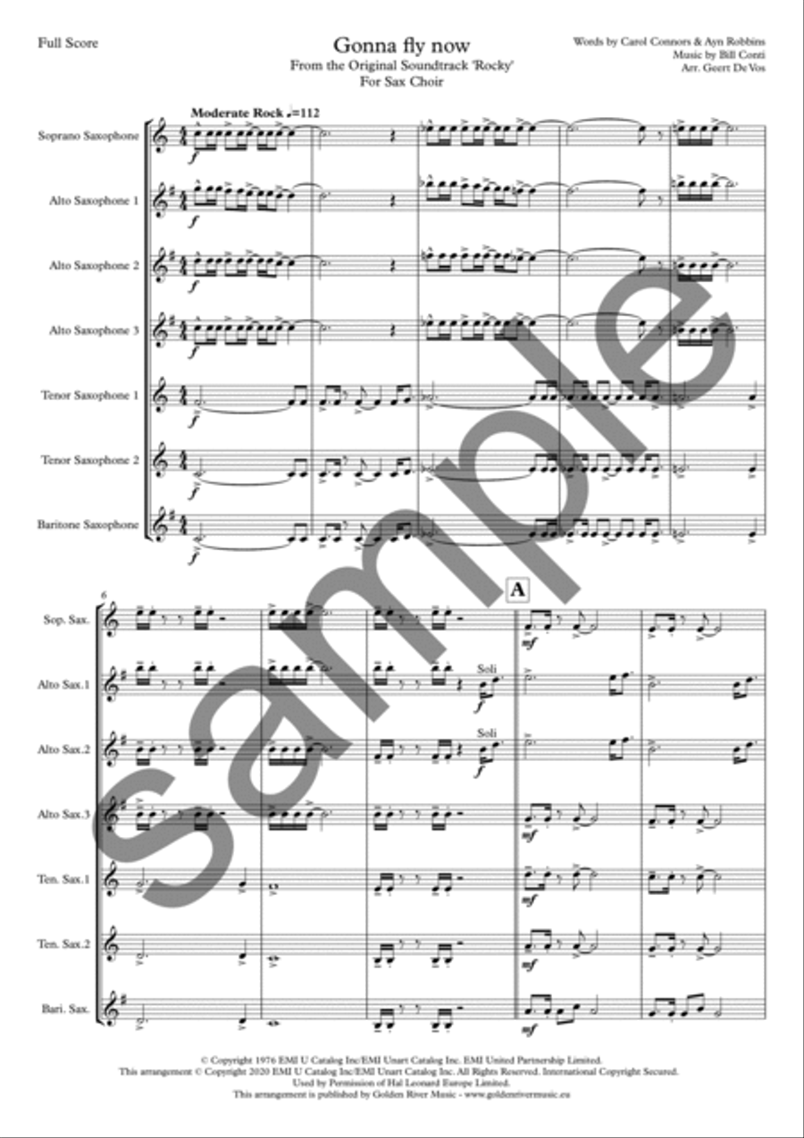 Gonna fly now Gonna fly now Saxophone Ensemble scores gallery preview page 2