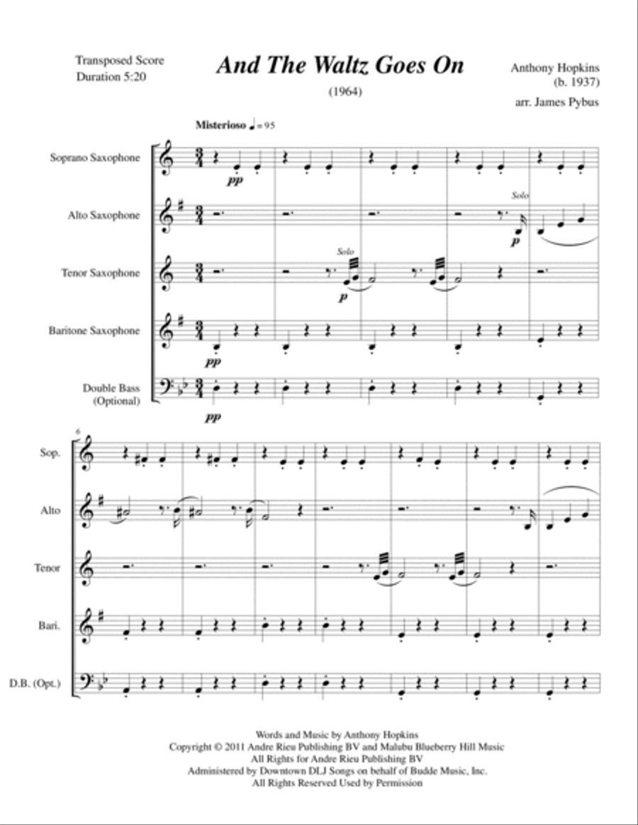 And The Waltz Goes On Saxophone Quartet scores gallery preview page 3