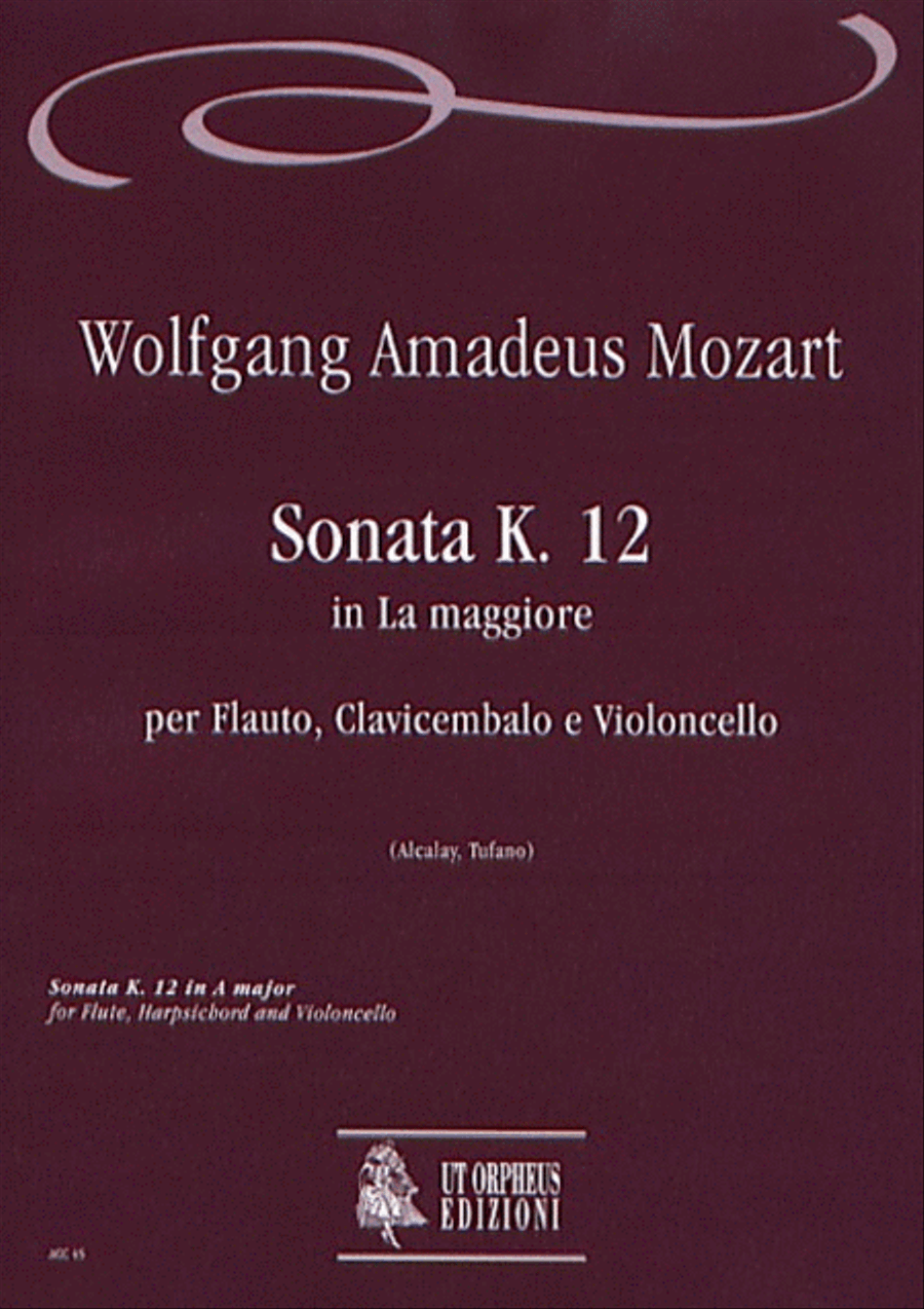 Sonata K. 12 in A Major for Flute, Harpsichord and Violoncello Flute scores gallery preview page 1