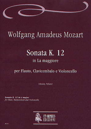 Book cover for Sonata K. 12 in A Major for Flute, Harpsichord and Violoncello